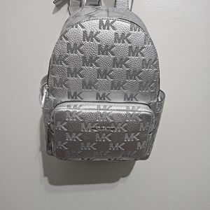 Michael Kors Metallic Silver Backpack